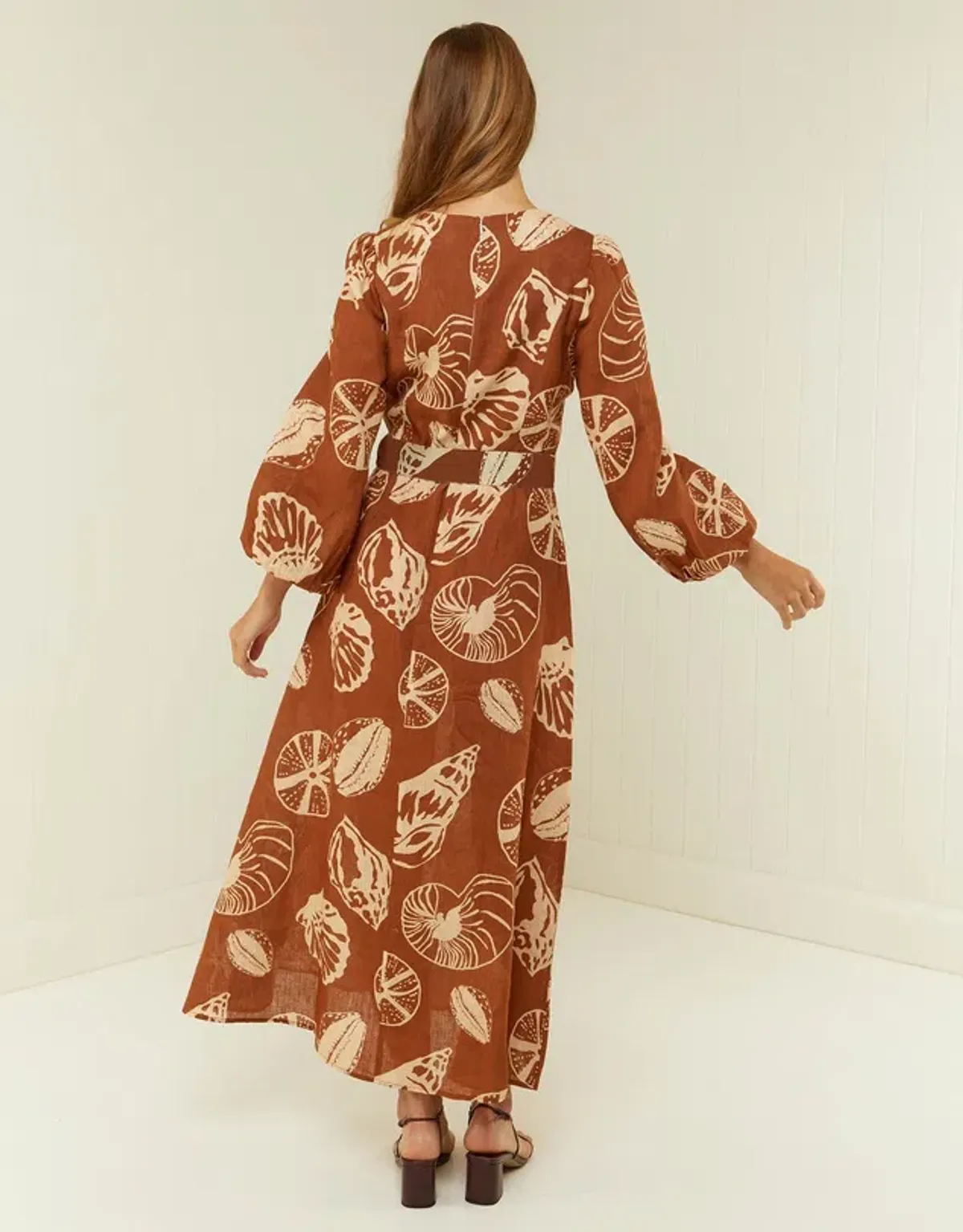 Palm Noosa Melrose Belted Long Sleeve Dress Brown Size 14  - Image 3