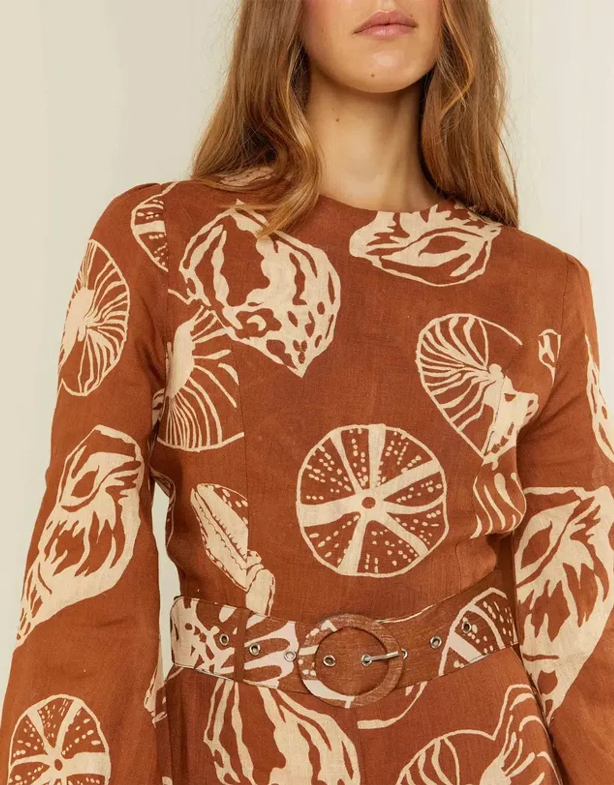 Palm Noosa Melrose Belted Long Sleeve Dress Brown Size 14  - Image 4