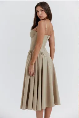 House of CB Samaria  Corset Sundress Taupe Size 8  for rent on The Volte - image 3