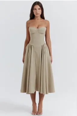 House of CB Samaria  Corset Sundress Taupe Size 8  for rent on The Volte - image 2