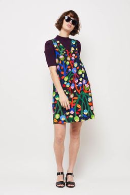 Gorman Monika Forsberg Black Best Buds Linen Silk Shift Dress Multi Size 8  for rent on The Volte - image 1