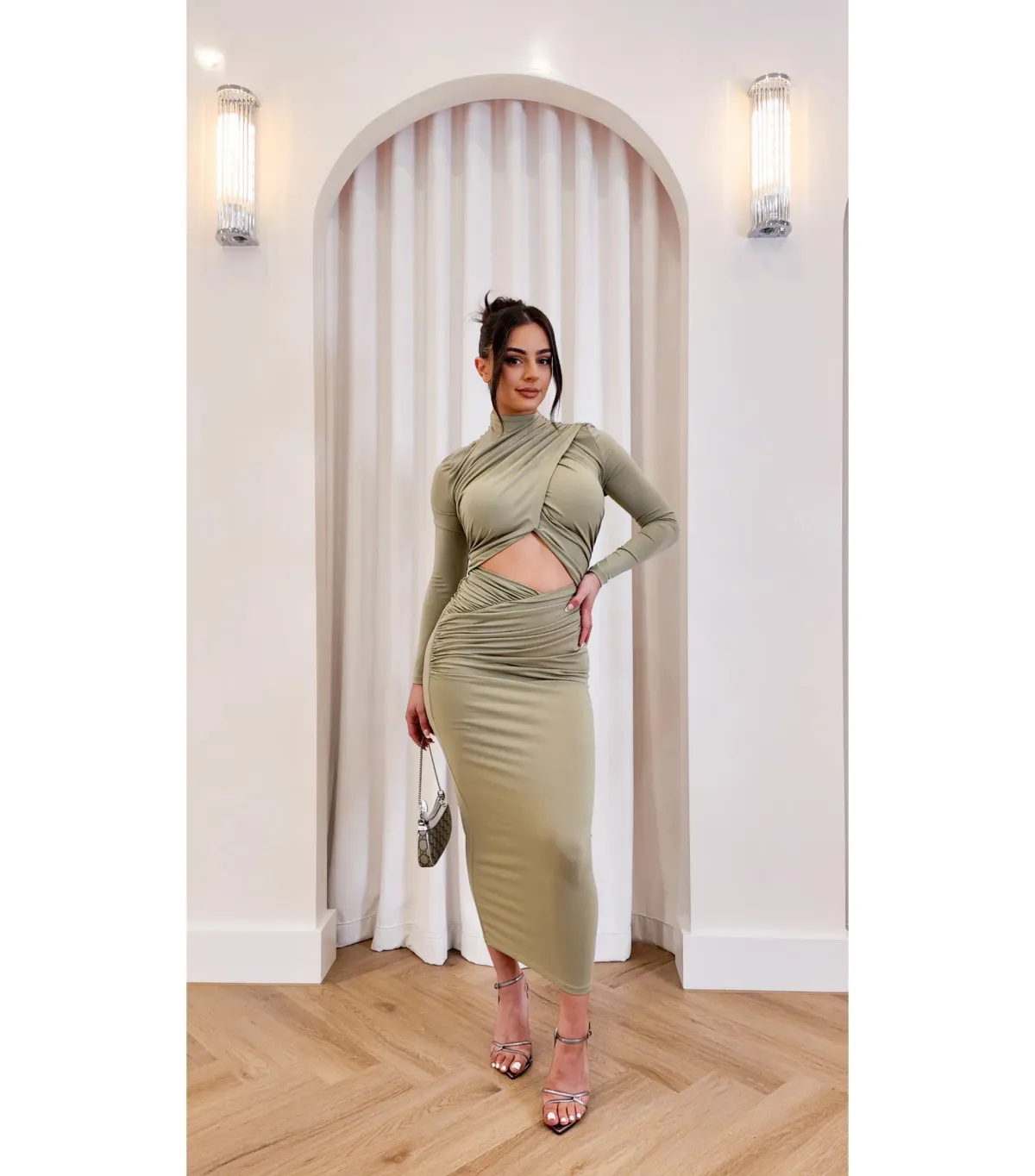 Misha Emmeline Midi Dress Sage Size 6/XS - Image 1