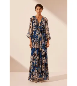 Shona Joy Olea Drawstring Ruffle Maxi Dress Print Size AU 16 for rent on The Volte - image 1