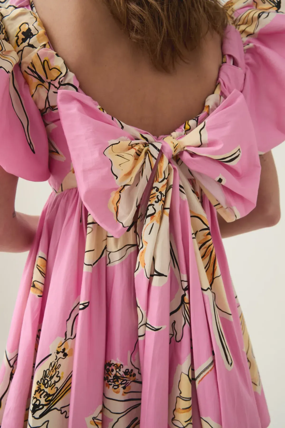 Aje Gretta Bow Back Mini Dress Pink Hibiscus Size AU 14  - Image 3