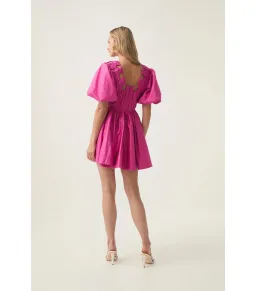 Aje Cresting Mini Dress Fuchsia Rose Size AU 12 for rent on The Volte - image 3