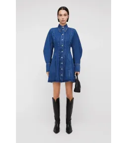 Scanlan Theodore Denim Cocoon Sleeve Mini Dress Blue Size AU 14 for rent on The Volte - image 1