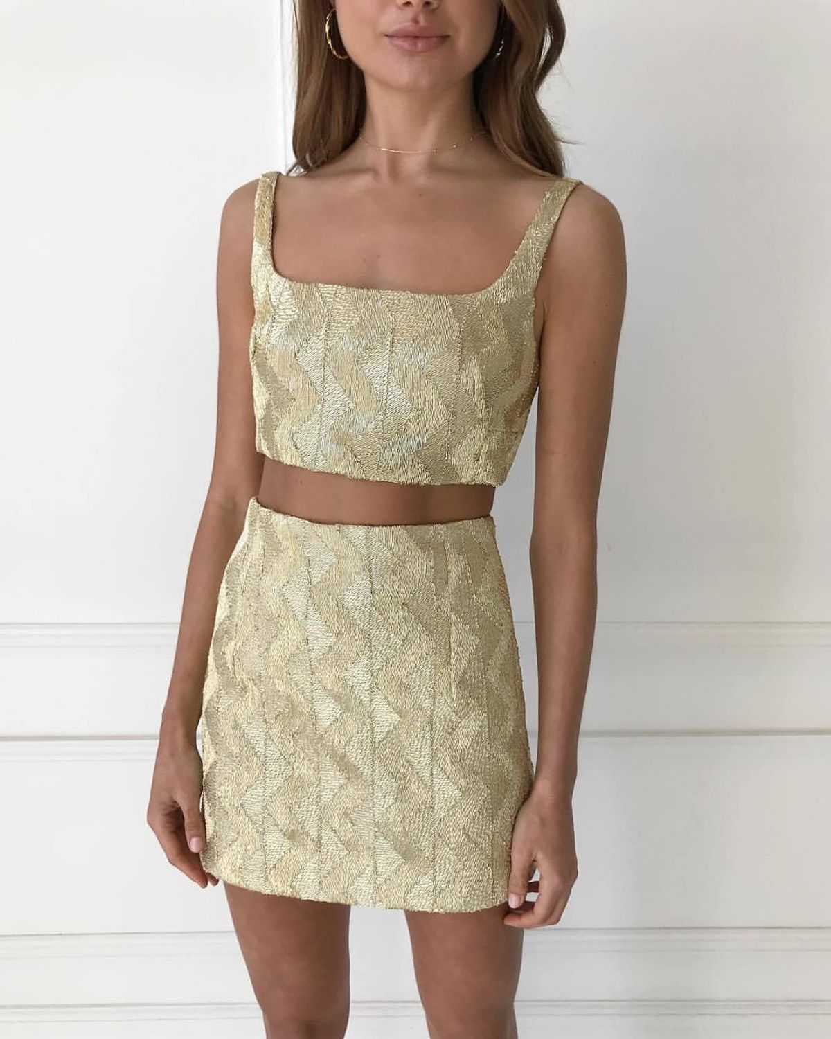 Manning Cartell No Filters Mini Top and Skirt Gold Set 10 - Image 1