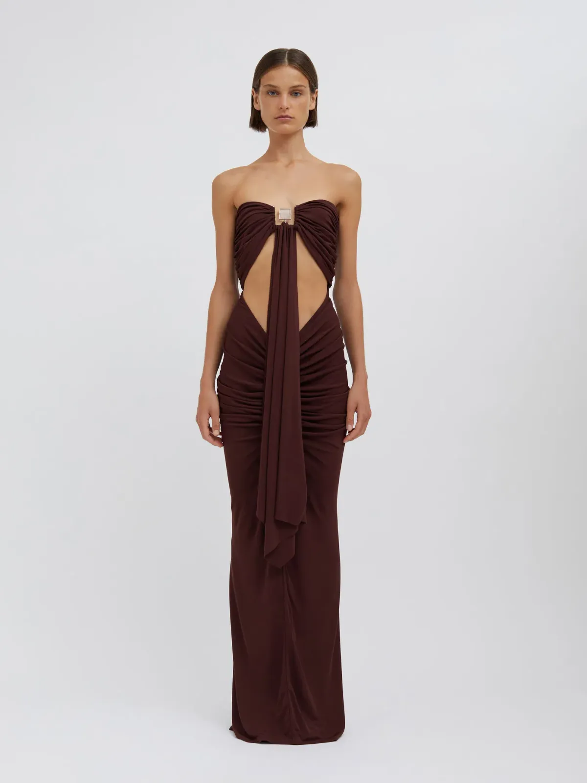 Christopher Esber Bezel Quartz Disconnect Dress Mahogany Size S/Au 8  - Image 1