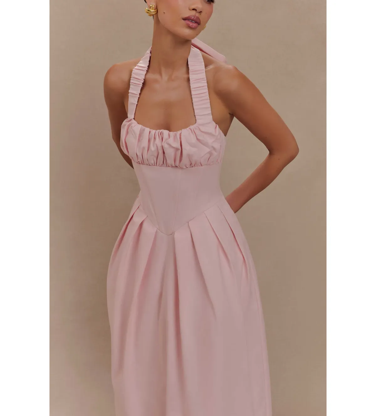 Meshki Candy Halter Midi Dress Ballet Pink AU 8  - Image 2