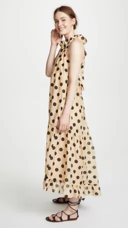 Lee Mathews Minnie Spot Halter Midi Dress Barley/Print Size 8 for rent on The Volte - image 2