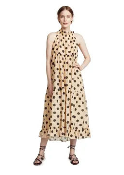 Lee Mathews Minnie Spot Halter Midi Dress Barley/Print Size 8 for rent on The Volte - image 1