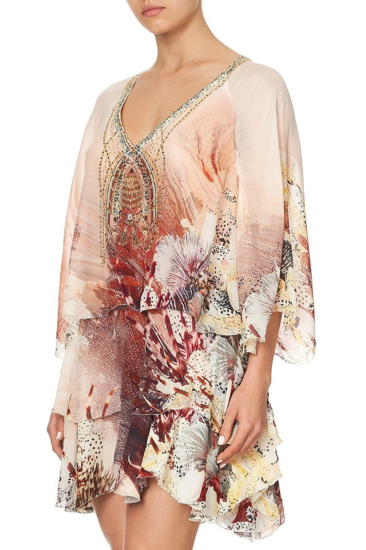 Camilla Layered Frill Short Dress Coastal Treasure Size 10 - Image 1