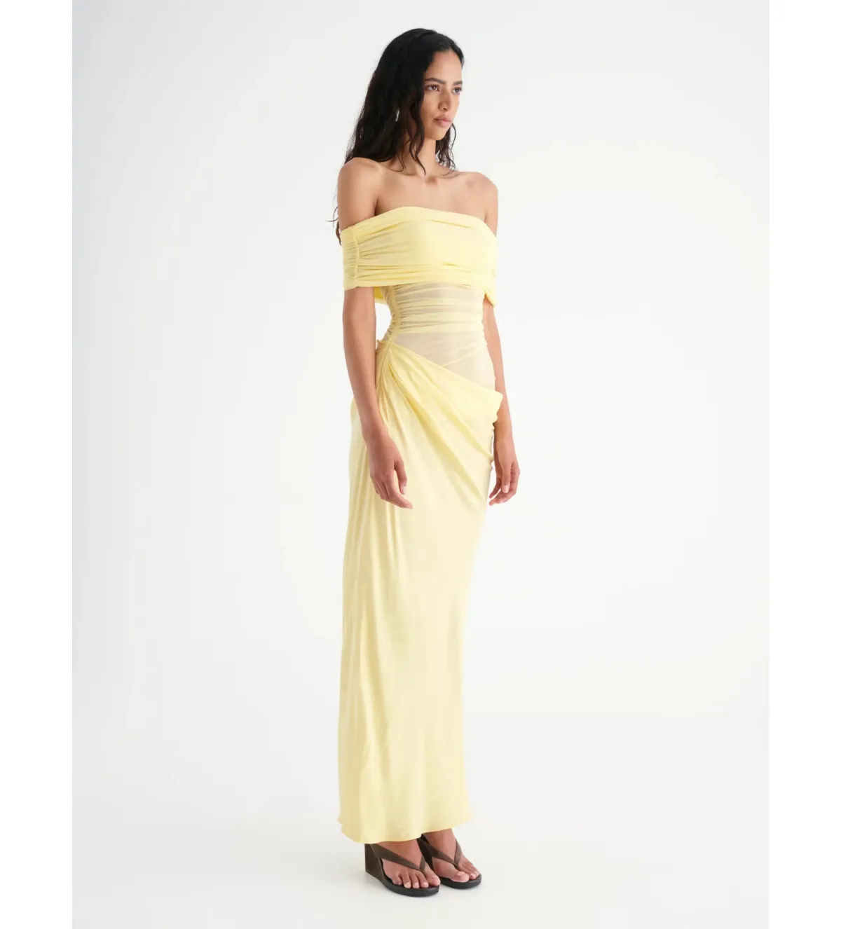 BENNI Nico Off Shoulder Maxi Dress in Butter Size 8 - Image 2