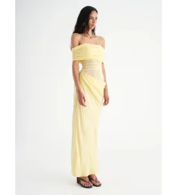 BENNI Nico Off Shoulder Maxi Dress in Butter Size 8 for rent on The Volte - image 2