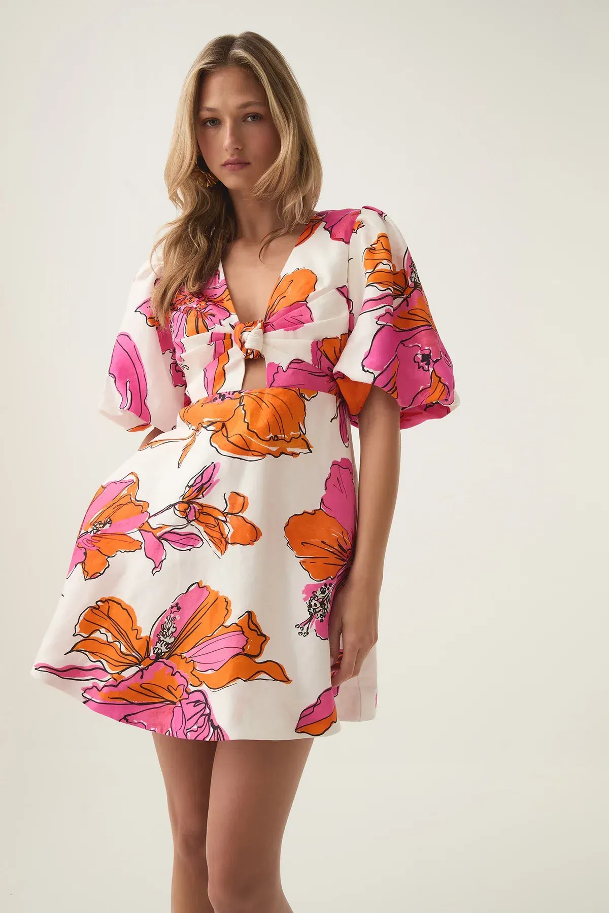 Aje Overflow Knotted Mini Dress Floral Pink Size 6 - Image 2