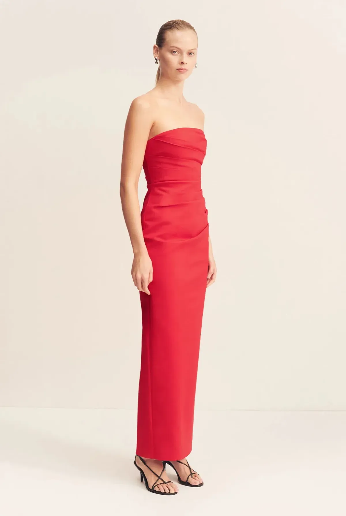 Shona Joy Lani Strapless Draped Maxi Dress Red Size 10 - Image 2