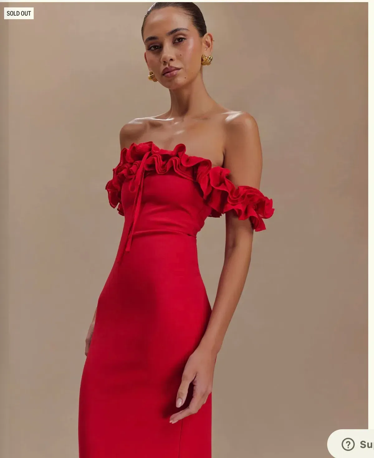 Nova - Ruffle Off Shoulder Maxi Dress - Ruby - Image 5