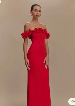 Nova - Ruffle Off Shoulder Maxi Dress - Ruby for rent on The Volte - image 4