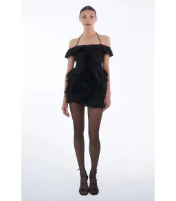Dyspnea Froncè Ruched Top and Pètale Ruffle Mini Skirt Set Black Size L / AU 12 for rent on The Volte - image 1