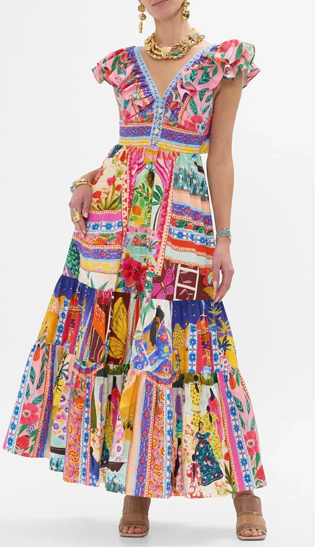 Camilla Tiered Dress with Neck Frill Roeqiyas Realm size L / AU 14 - Image 2