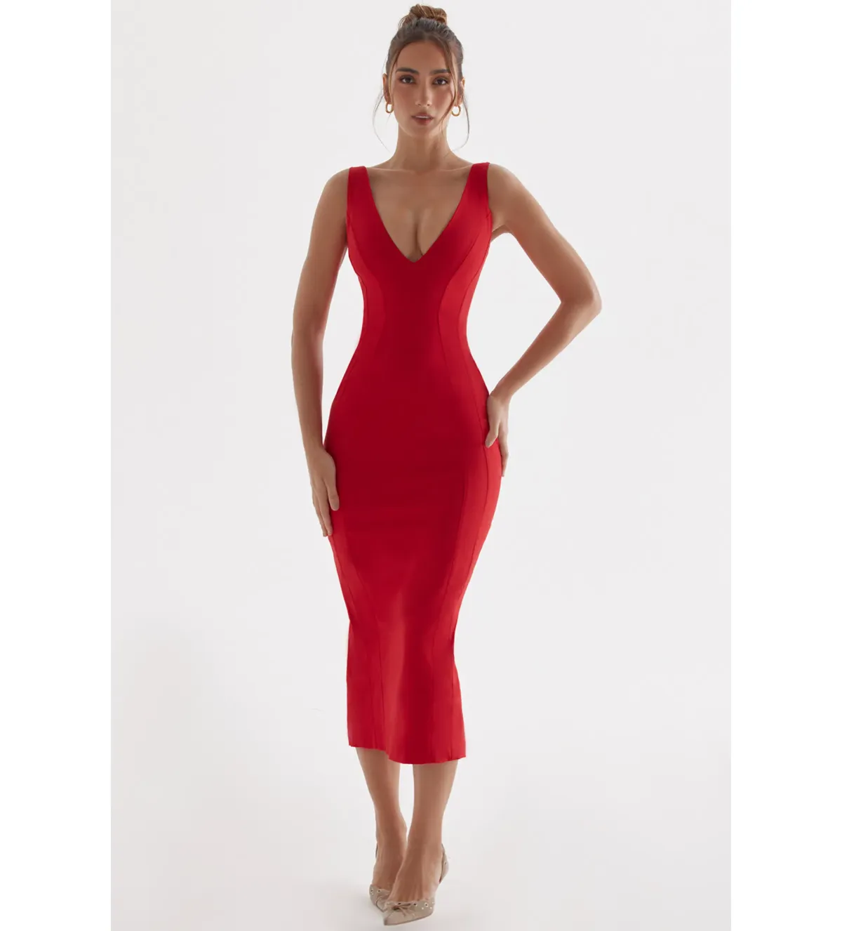 House Of Cb Cece Midi Dress Red Size S / Size Au 8 - Image 2
