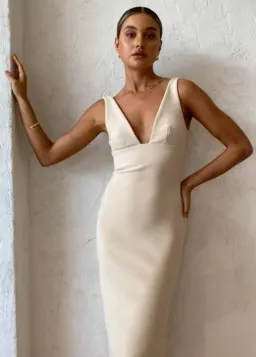 Bec and Bridge Iris Midi Dress Macadamia Size 10 for rent on The Volte - image 2