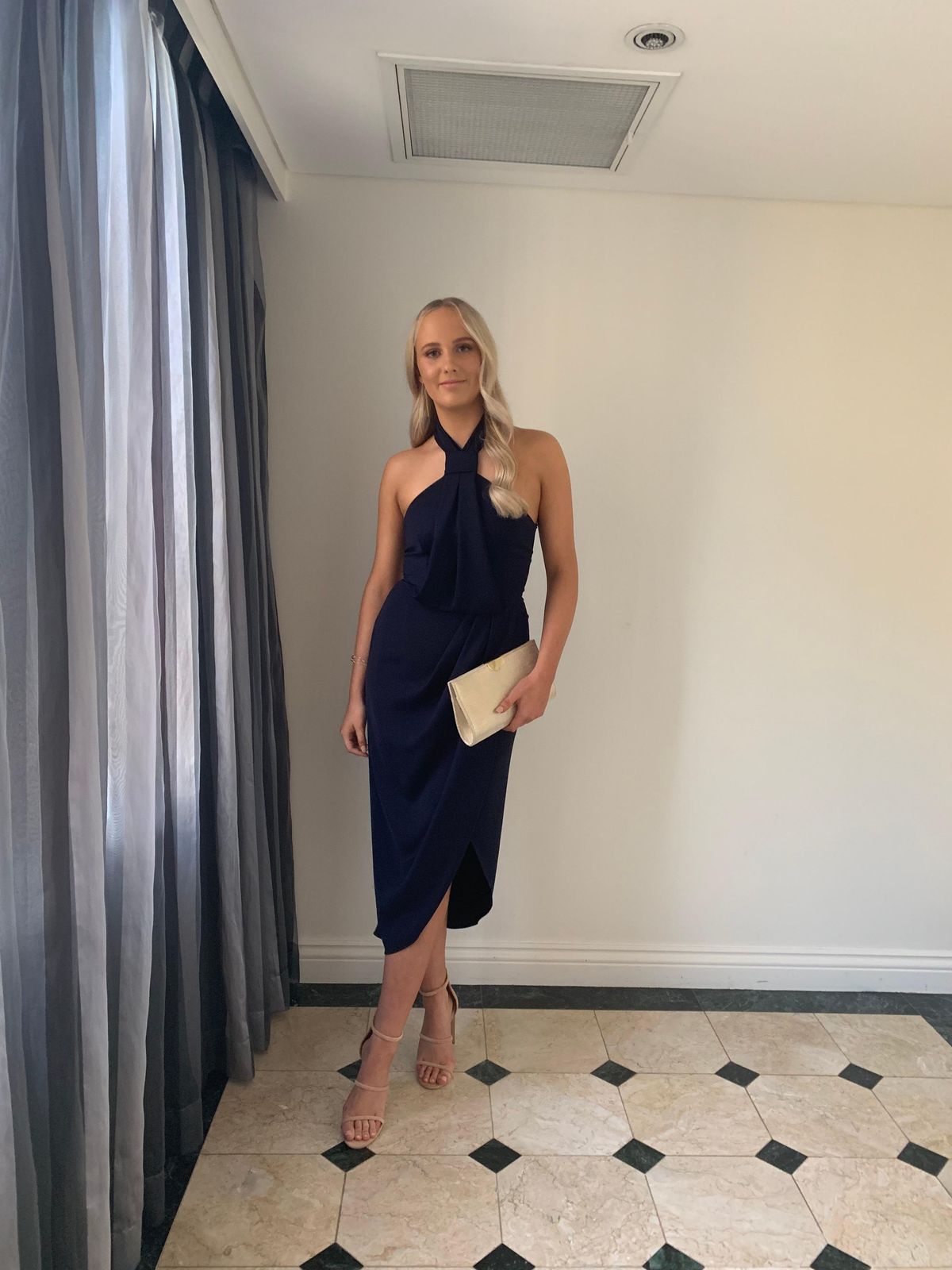 Shona Joy core knot draped dress navy Size 8 - Image 4