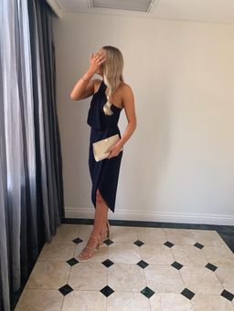 Shona Joy core knot draped dress navy Size 8 for rent on The Volte - image 3