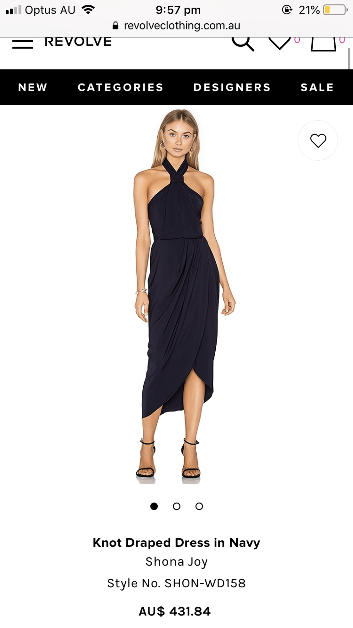 Shona Joy core knot draped dress navy Size 8 - Image 2