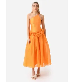 Alemais Macie One Shoulder Rosette Dress Saffron Size 10 for rent on The Volte - image 1