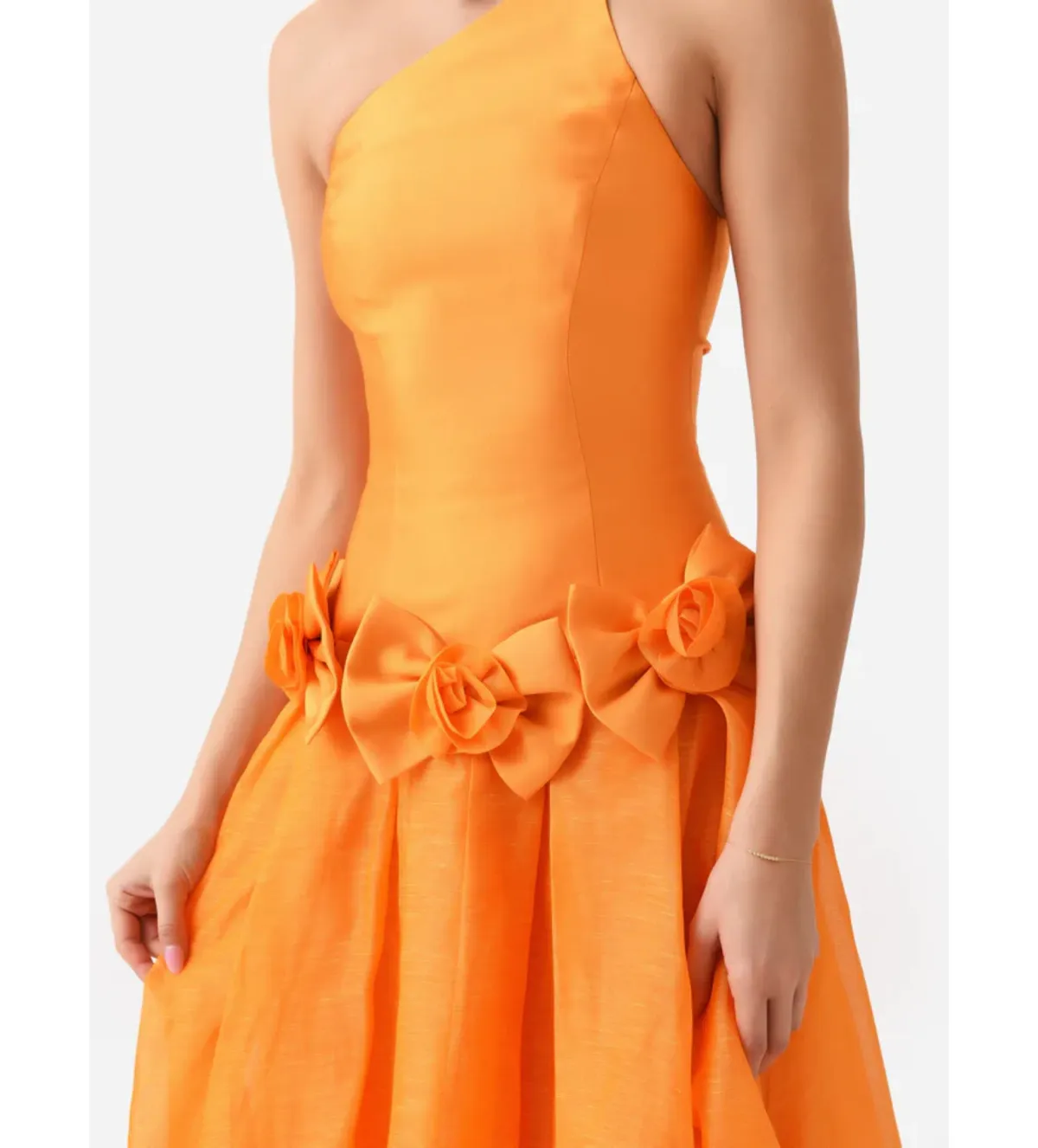 Alemais Macie One Shoulder Rosette Dress Saffron Size 10 - Image 4