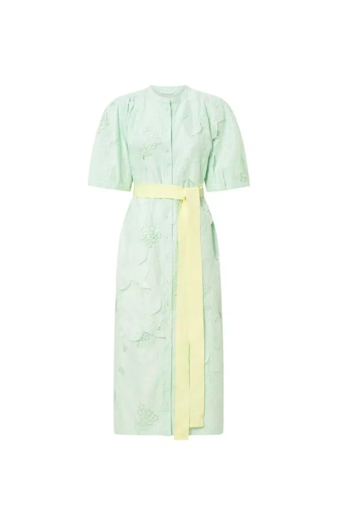 Oroton Lace Column Relaxed Midi Dress Sea Spray Green Size 16 - Image 6