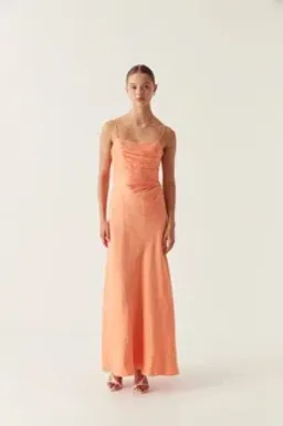AJE Clarice Draped Maxi Dress Sunset Orange Size 14 for rent on The Volte - image 1