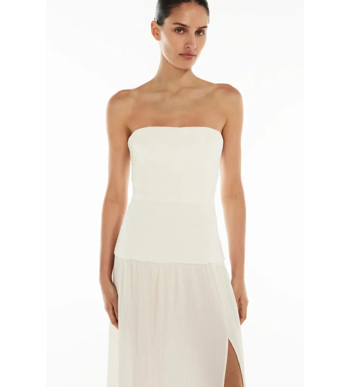 Manning Cartell Double Time Pleat Strapless Maxi Dress in White Size AU 6 - Image 2