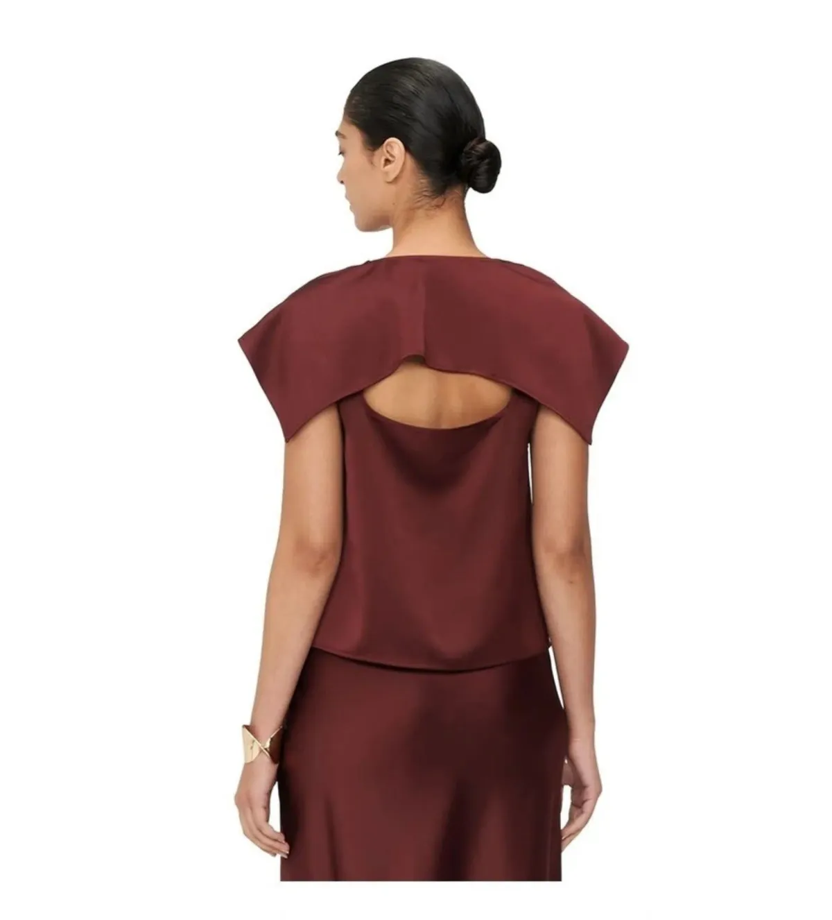 Veronika Maine Lustred Satin Cowl Top in Red Size AU 14 - Image 4