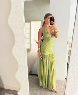 Christopher Esber Orion Gown Olive Green Size AU 10 for rent on The Volte - image 2