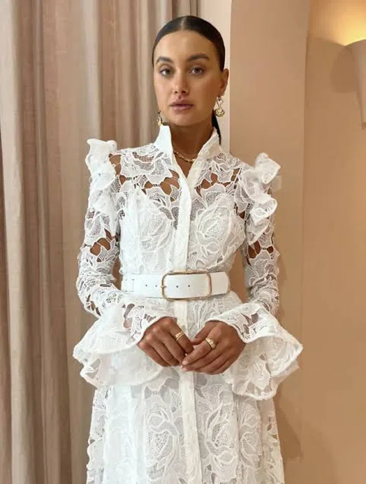 Leo Lin Aliyah Lace Butterfly Sleeve White Size AU 10 - Image 4