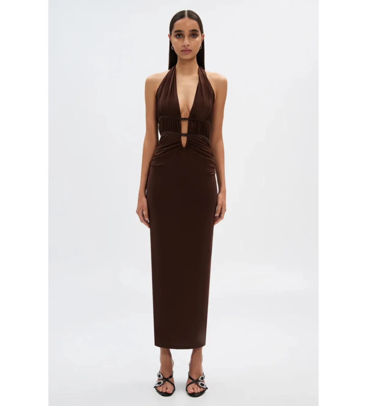 Misha The Celine Dress in Mesh Espresso Brown Size 10/M - Image 1