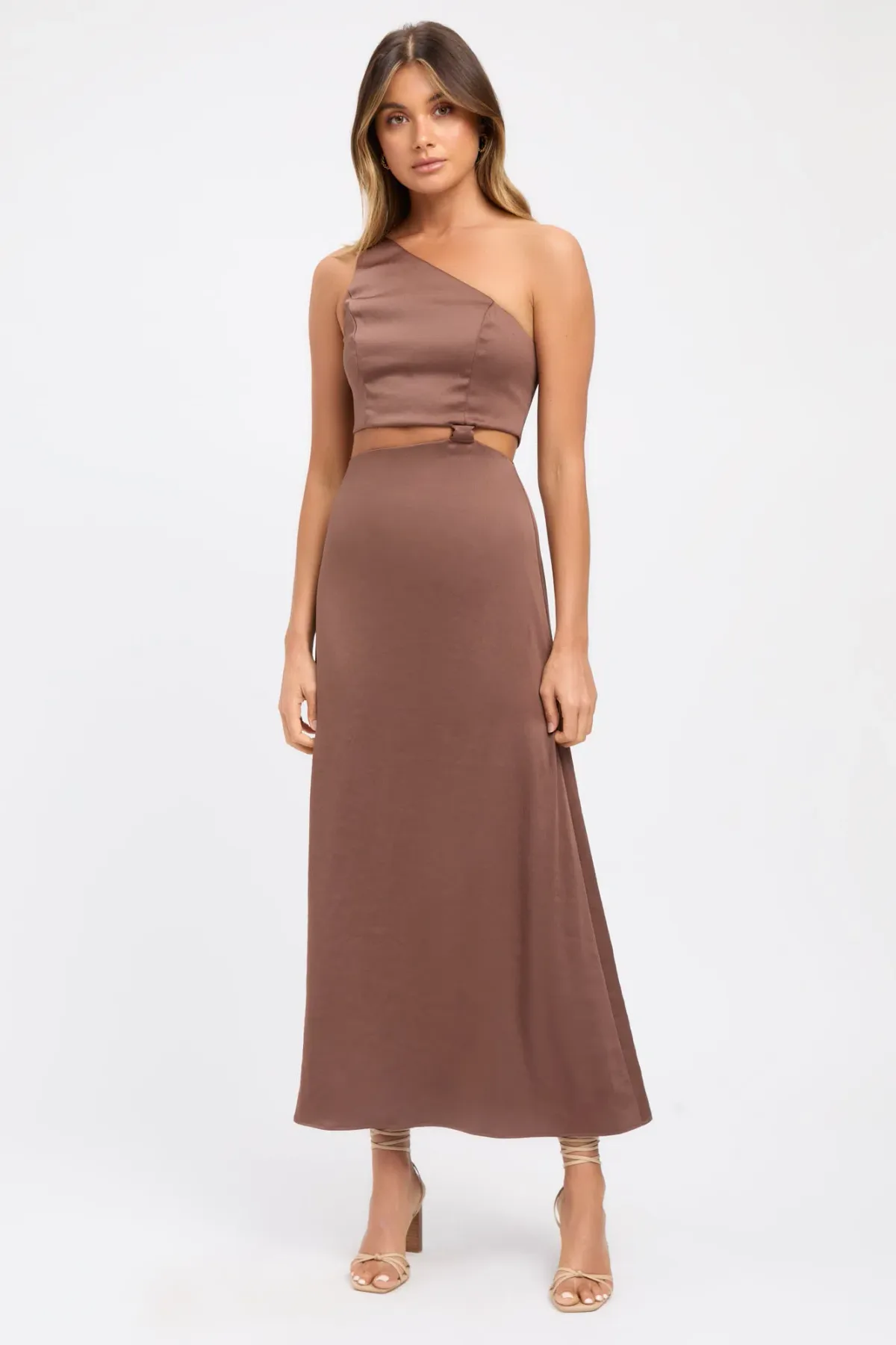 Kookai Milan Tie Midi Dress Brown Size 12 - Image 1