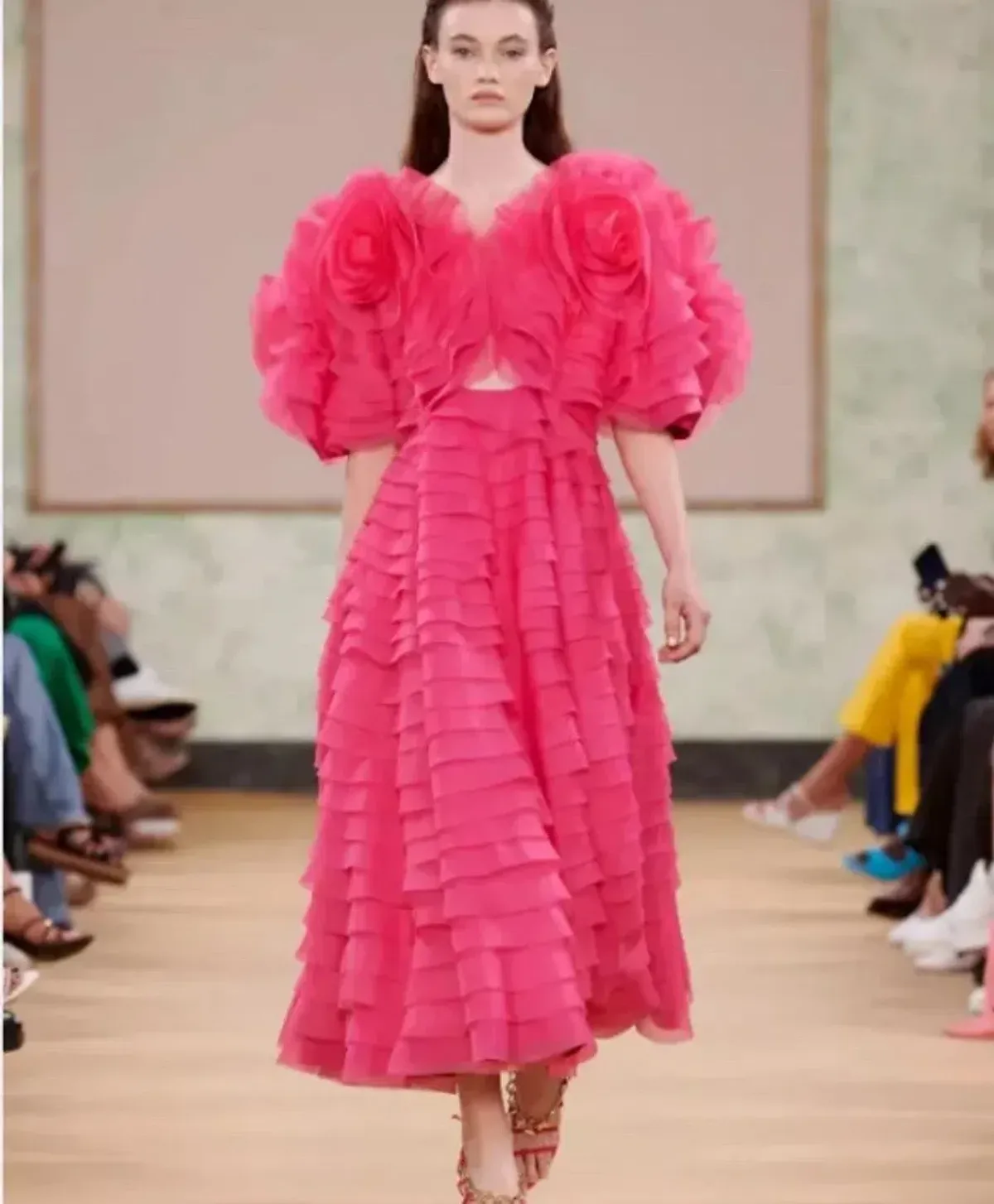 Aje Amour Ruffle Midi Dress Pink Size 4 - Image 1