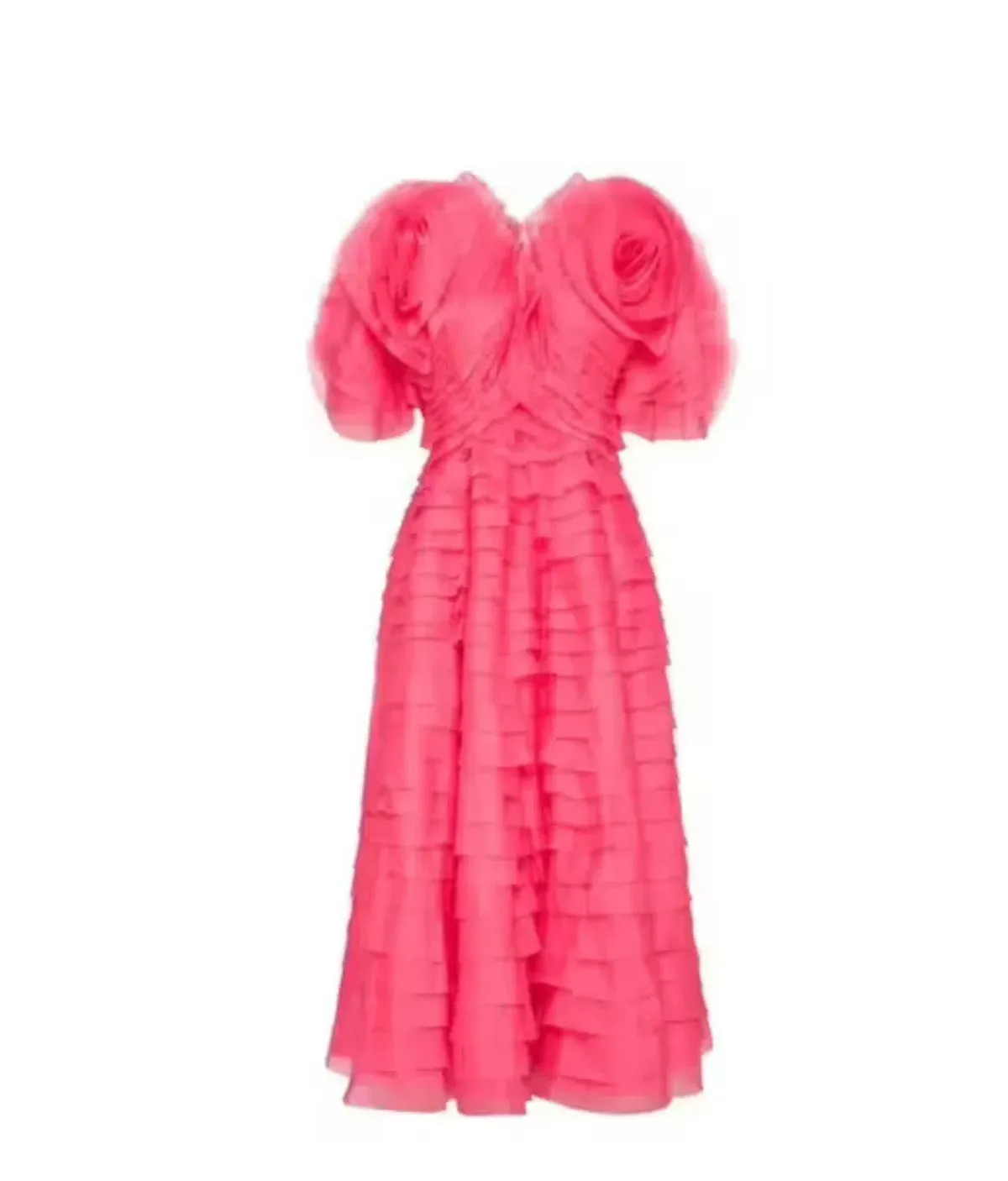 Aje Amour Ruffle Midi Dress Pink Size 4 - Image 2