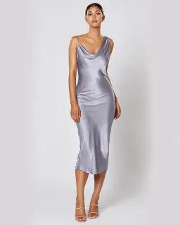 Winona Cara Midi Slip Dress in Steel Grey Size AU 14  for rent on The Volte - image 1