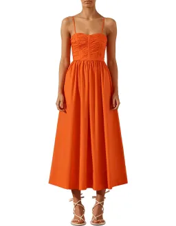 Shona Joy Kohala Ruched Panel Midi Orange Size AU 10 for rent on The Volte - image 1