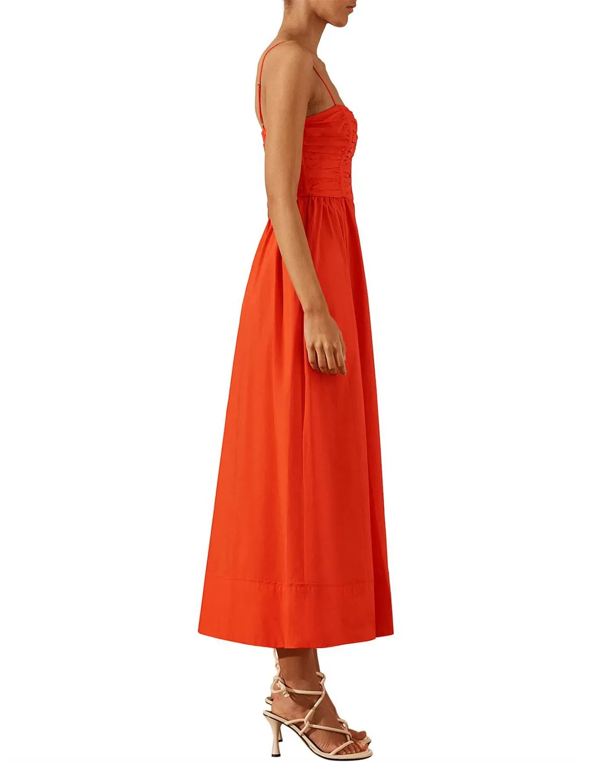 Shona Joy Kohala Ruched Panel Midi Orange Size AU 10 - Image 3