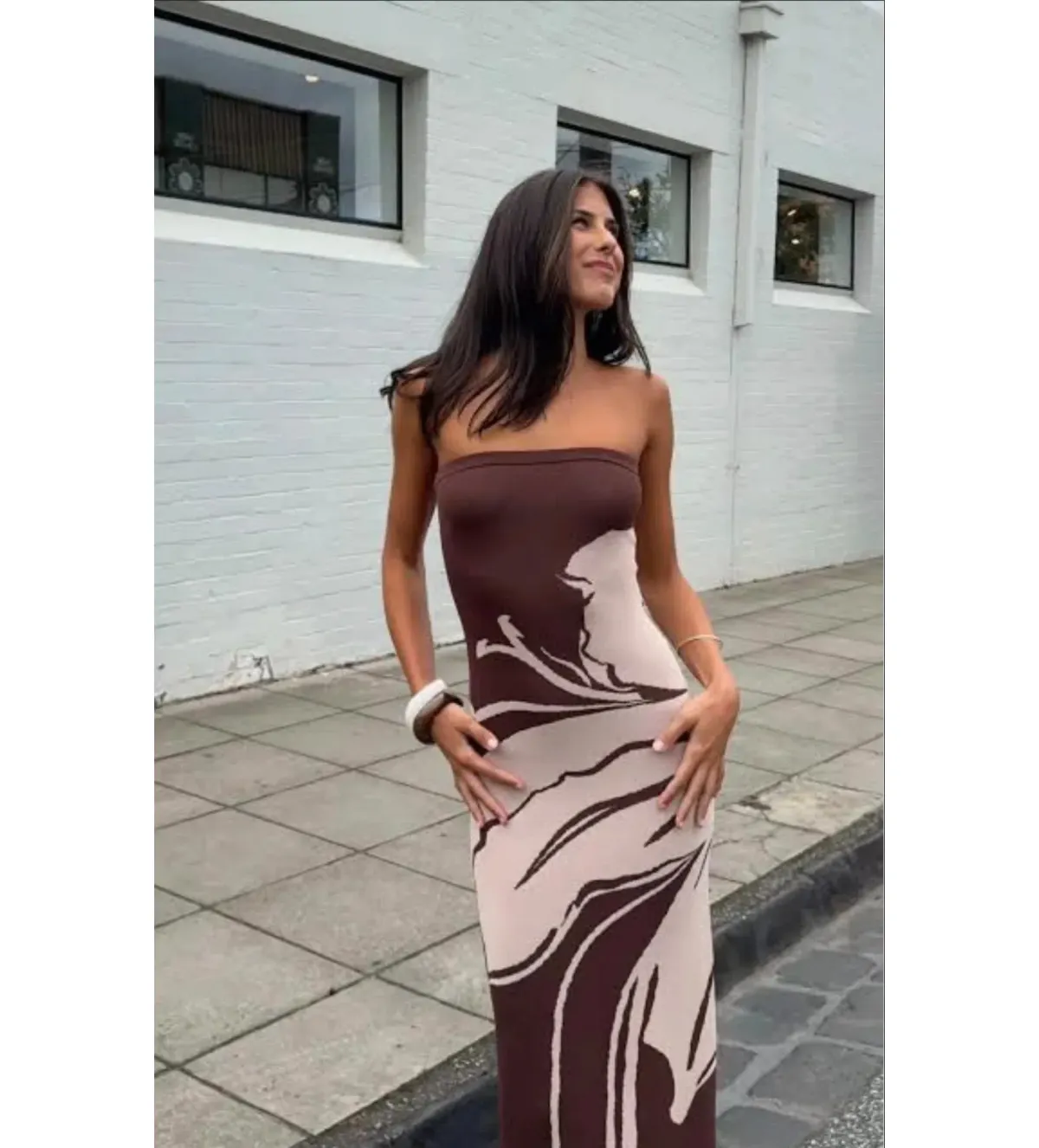 Kookai Aloha Strapless Maxi Dress in Macadamia Size AU 8 - Image 3