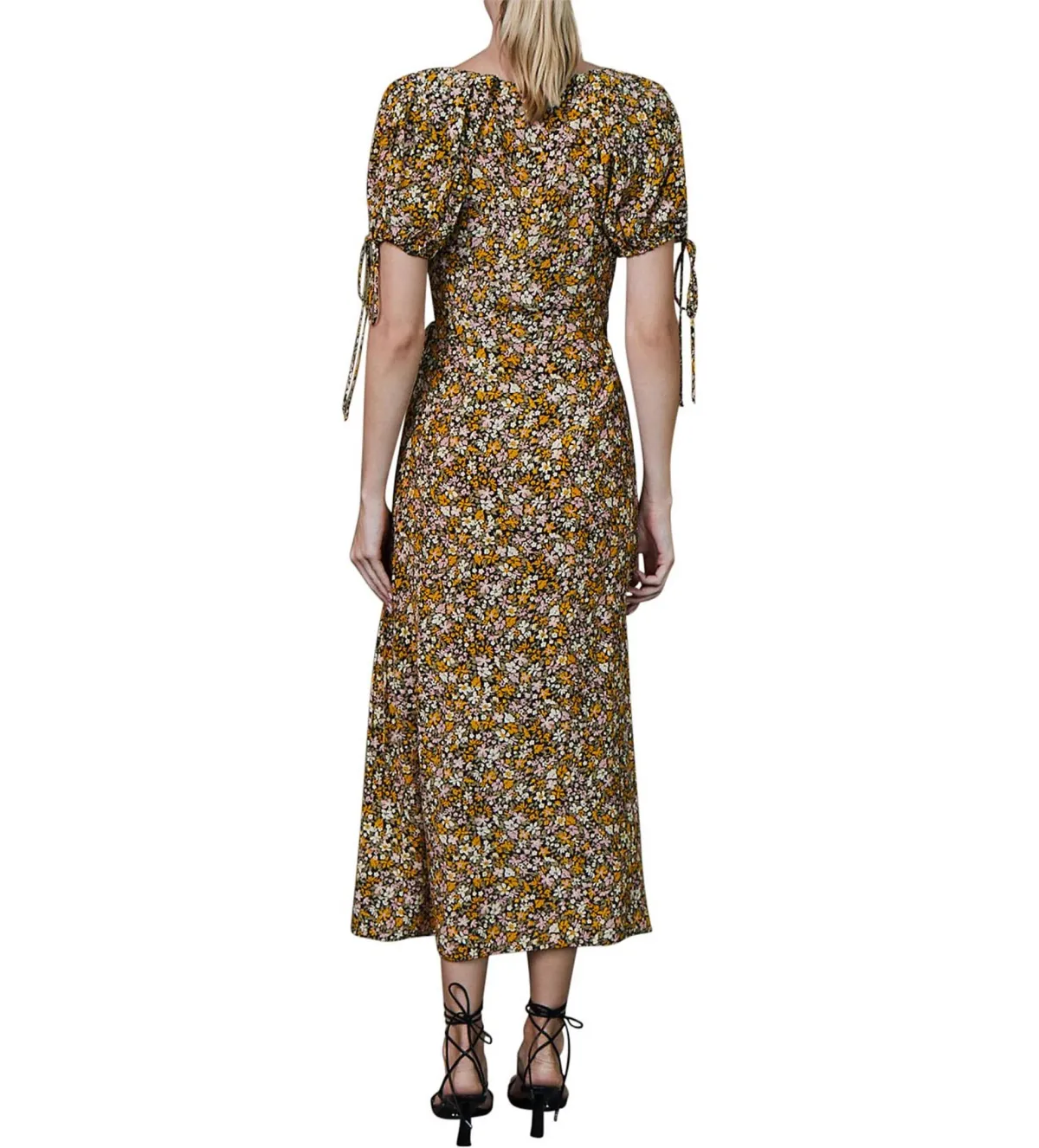BEC+ BRIDGE MAISIE SILK SHORT SLEEVE FLORAL PRINT MIDI DRESS SIZE AU 6 - Image 3