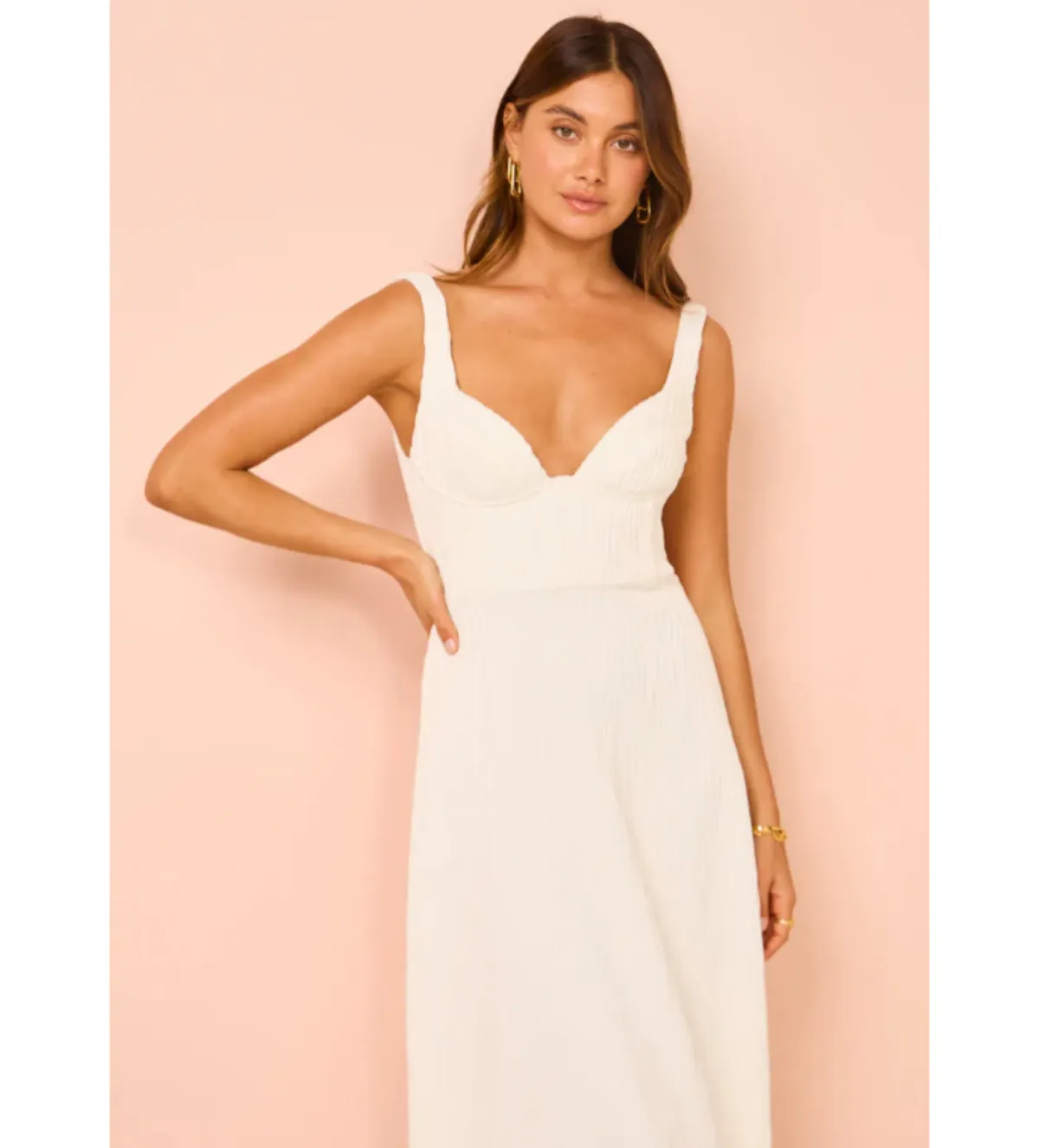 Issy Cupped Rib Maxi Dress White Size 6 - Image 2
