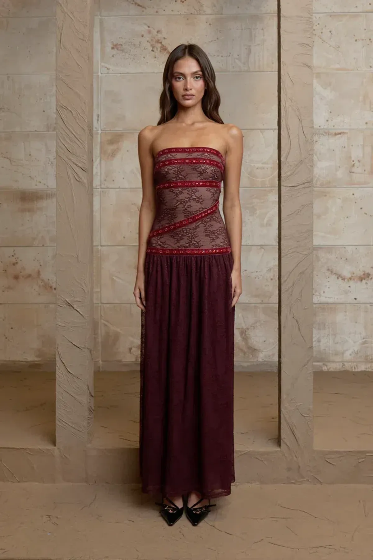 Fait Par Foutch Colette Dress Bordeaux Size S/AU 8  - Image 1