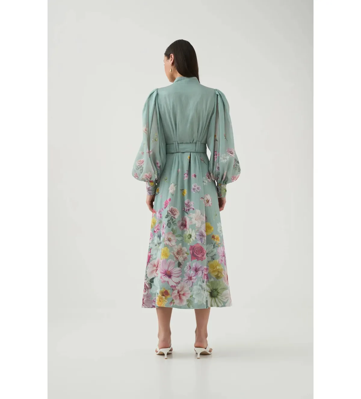 Aje Fleur Shirt Dress Mist Collage Floral Size 10 - Image 3