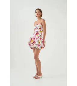 Aje Violette Bubble Hem Mini Dress Collage Floral Size AU 8 for rent on The Volte - image 4